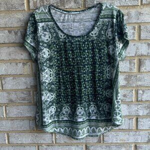 Lucky Brand Scoop Neck Short Sleeve Boho T-shirt Women's Size L